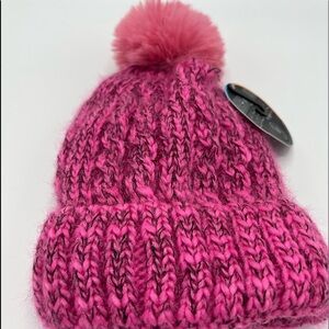 Girls Pink Winter hat with pom pom and lining
